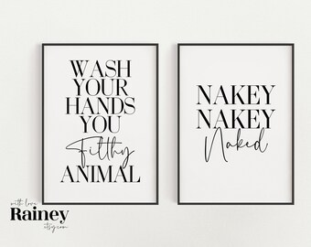 Set of 2 Bathroom Prints, Toilet Bathroom Prints, Bathroom Home Decor, Toilet Print, Bathroom Accessories, Black & White Print, Bathroom Art