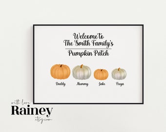Personalised Family Pumpkin Patch Print, Autumnal prints, Autumn Home Decor, Autumn Wall art, Autumn Vibes, Autumn home prints, Halloween