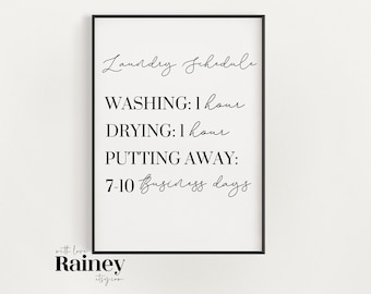 Laundry Schedule Print, Kitchen Prints, Utility Print, Washing Symbol Print, Laundry Room Print, Utility Wall Art Print, Black & White Print