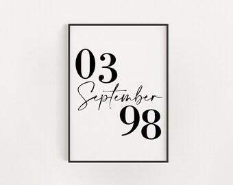 Custom Date Print, Personalised Date, Wedding Date Print, Anniversary Date Print, New Home Date Print, Date Wall Art, Love Gift, First Date