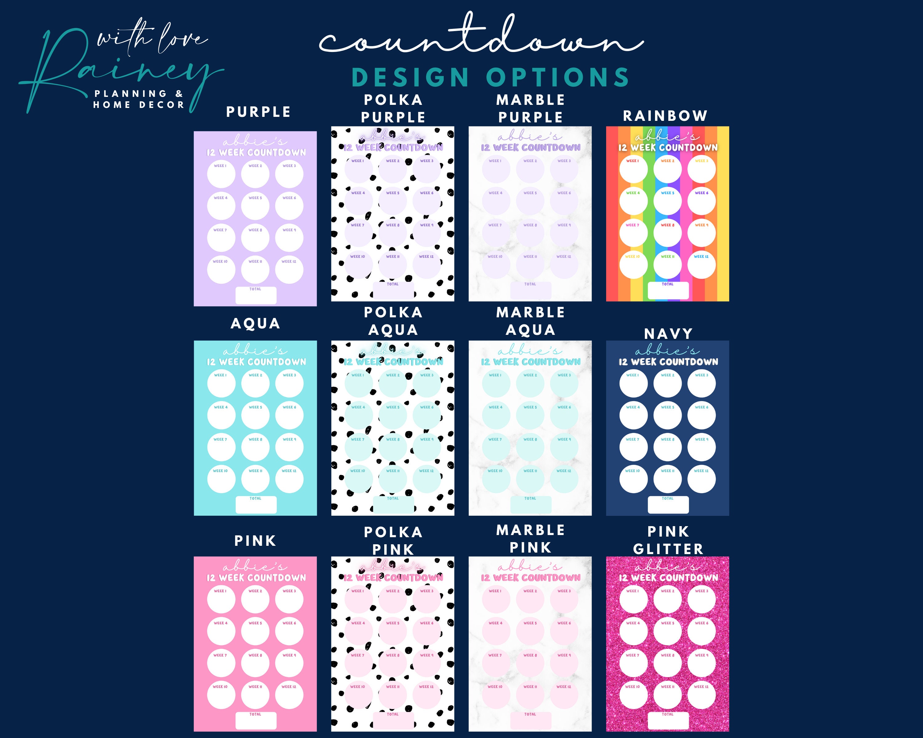 12 Week Countdown Bundle Personalised Weight Loss Countdown Etsy