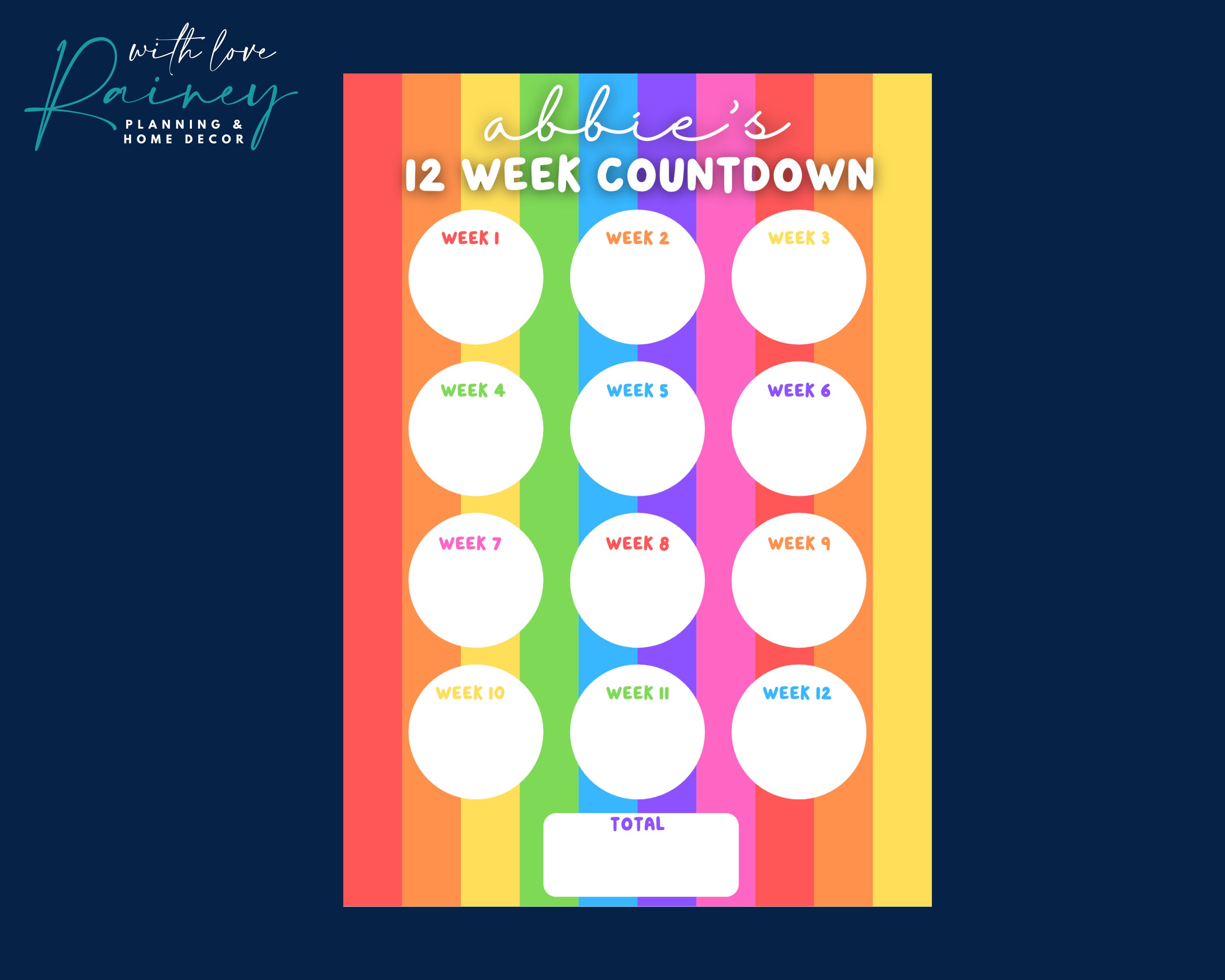 12 Week Countdown Rainbow Personalised Weight Loss Countdown Etsy