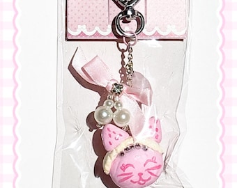 Kawaii Cat Keychain: Handmade Kitty Bag Charm, Gift for Cat Lovers