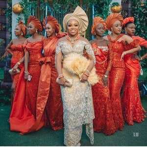 These 25 Gold Lace AsoEbi Dresses Are Nothing But Stunning and Gorgeous   Lace styles for wedding, African fashion designers, Asoebi lace styles