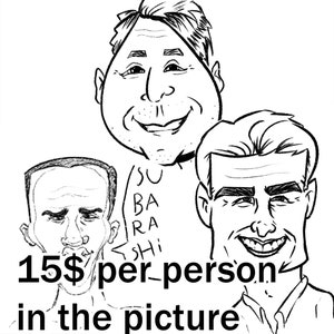 Online Caricatures Black & White DIGITAL/ Custom Cartoon portrait / Couple drawing/ Family group Portrait/ Personal birthday gift
