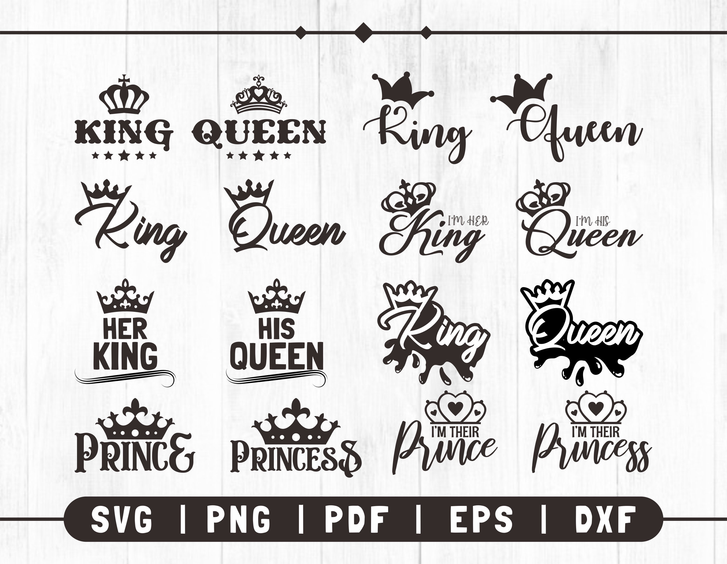 King Queen svg, King and Queen svg, King and Queen crowns, couples crowns.  Instant download svg