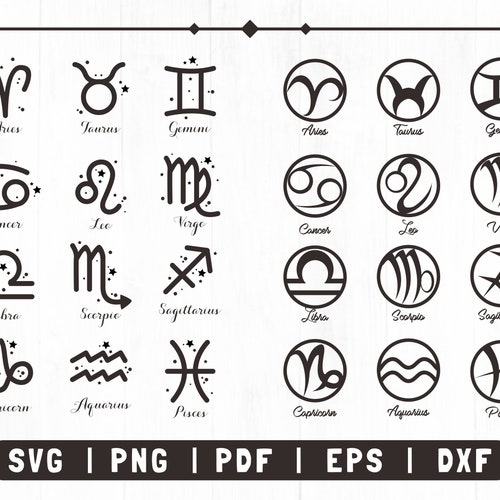 Zodiac SVG Bundle Astrology Horoscope Signs - Etsy