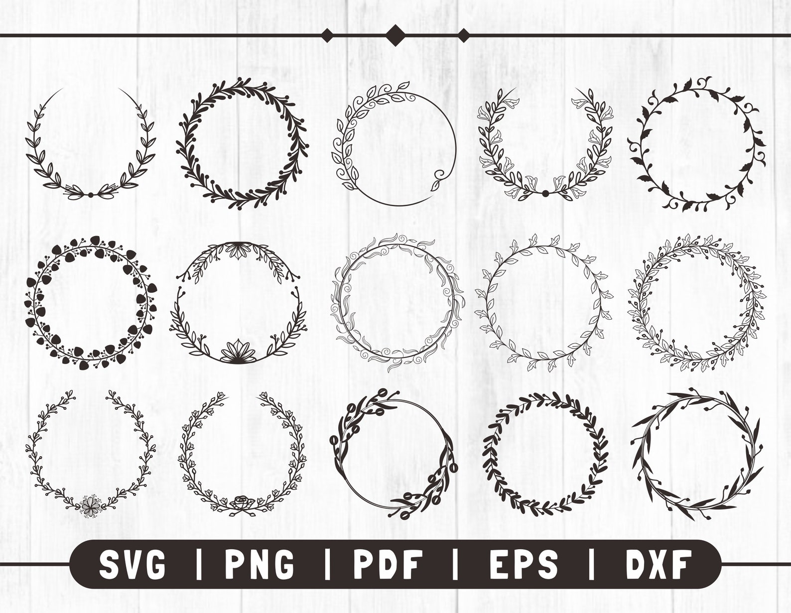 Wreath svg bundle Circle svg bundle Heart laurel wreath svg | Etsy