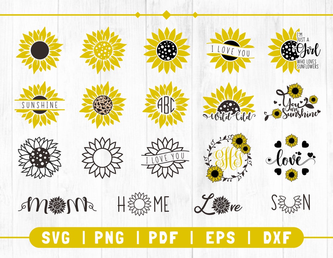 Sunflower Svg Sunflower Svg Bundle Sunflower Clipart Flower - Etsy