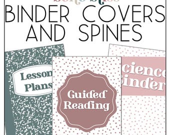 May include: Image features binder covers and spines with the text "boho bliss." Designs include a composition notebook style cover labeled "Lesson Plans," a cover with a brown label that says "Guided Reading," and a pink cover that says "science kinder."