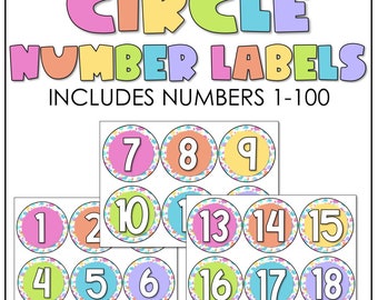 Colorful Circle Number Labels | 1-100