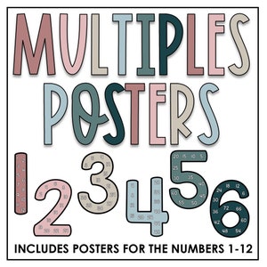 BOHO Numbers Posters | Multiples | Skip Counting | Numbers 1-12