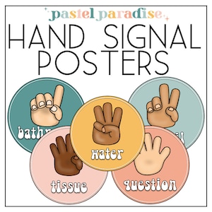 Pastel Paradise Hand Signal Posters | Editable