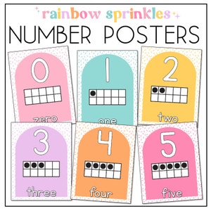 Bright Number Posters | 0-20 | Ten Frames | Rainbow Sprinkle