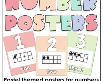 Bright Pastel Number Posters | 0-20 | Ten Frames