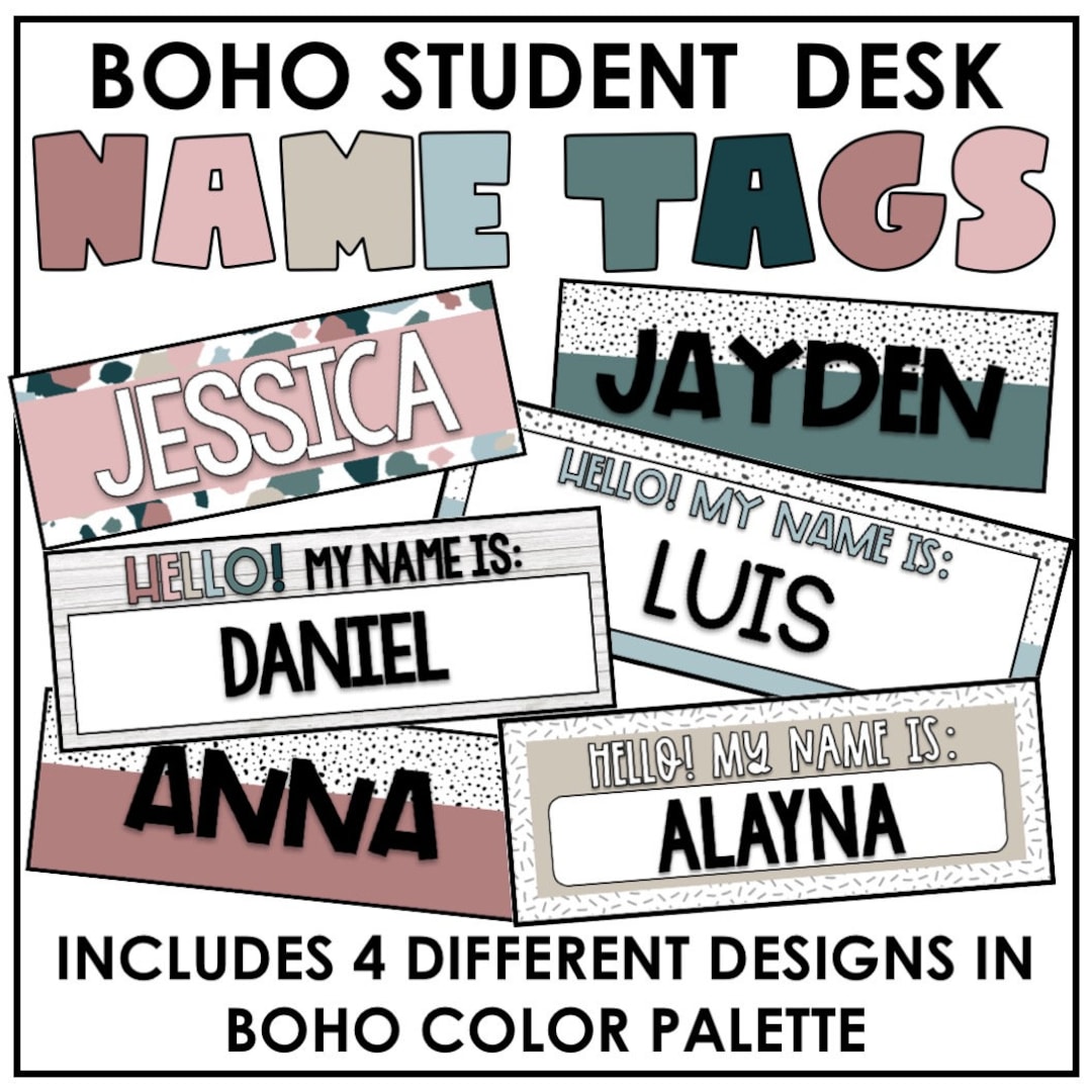 BOHO Editable Desk Name Tags / Name Plates Target Adhesive Pocket Etsy