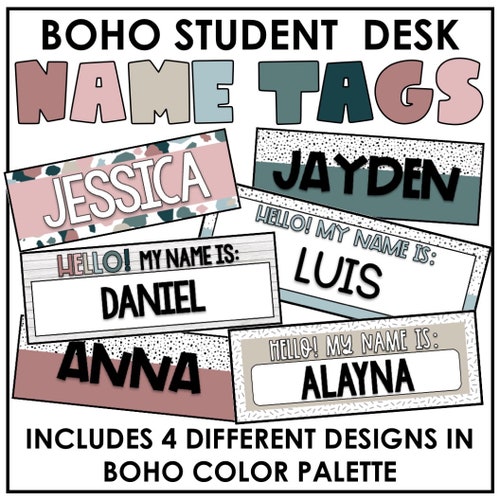 BOHO Editable Desk Name Tags / Name Plates Target Adhesive Etsy