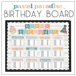 Editable Pastel Birthday Board Display | Pastel Paradise