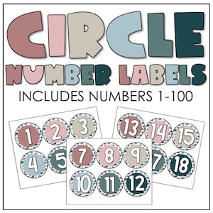 Boho Circle Number Labels | 1-100