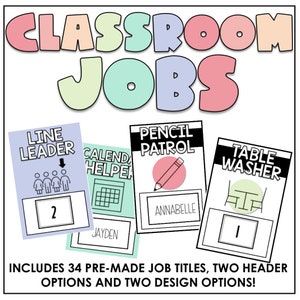Bright Pastel Classroom Jobs Chart