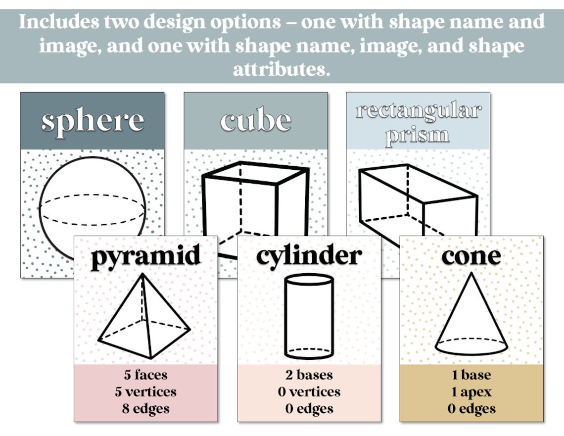 Solidity Shape Feature Soft Boho 3D / Solid Shape Posters | Shape Attributes - Etsy