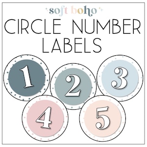 Etiquettes à numéros circulaires bohèmes douces | 1-100