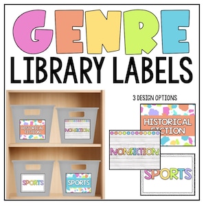 EDITABLE Colorful Classroom Library Genre Labels