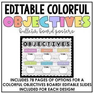 Editable Colorful Objective Board Posters and Headers