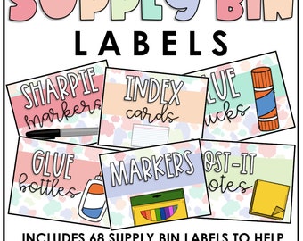 Editable Bright Pastel Supply Bin Labels - Classroom Supply Labels