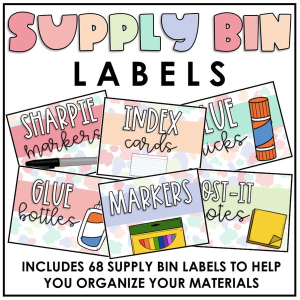 Editable Bright Pastel Supply Bin Labels - Classroom Supply Labels