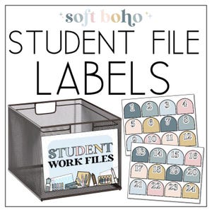 Soft Boho Student File Labels | Back to School | Classroom Decor