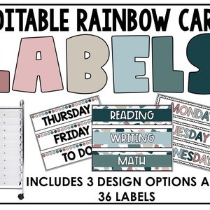 EDITABLE Boho 10 drawer Rolling Cart Labels