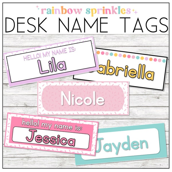Editable Student Desk Name Tags | Name Plates | Pastel Paradise