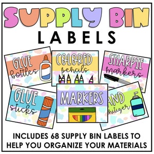 Editable Colorful Supply Bin Labels - Classroom Supplies