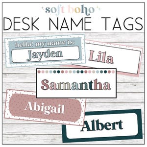 Editable Student Desk Name Tags | Name Plates | Boho Bliss