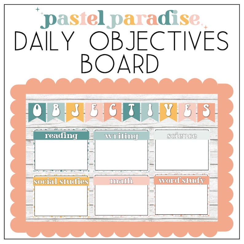 Editable Daily Objectives Board | Pastel Paradise - Etsy