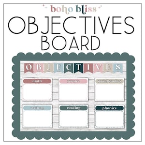 Editable Daily Objectives Board | Daily Objectives | Boho Bliss