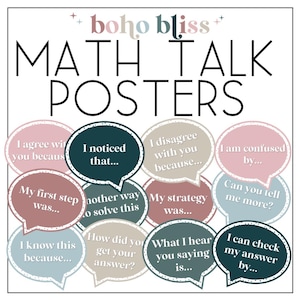 Boho Bliss Math Talk Posters | Sentence Stems | Number Talks