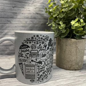 Taza de 11.8 oz con purpurina plateada