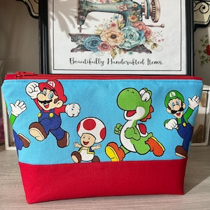 Makeup Bag made in a licensed Mario fabric