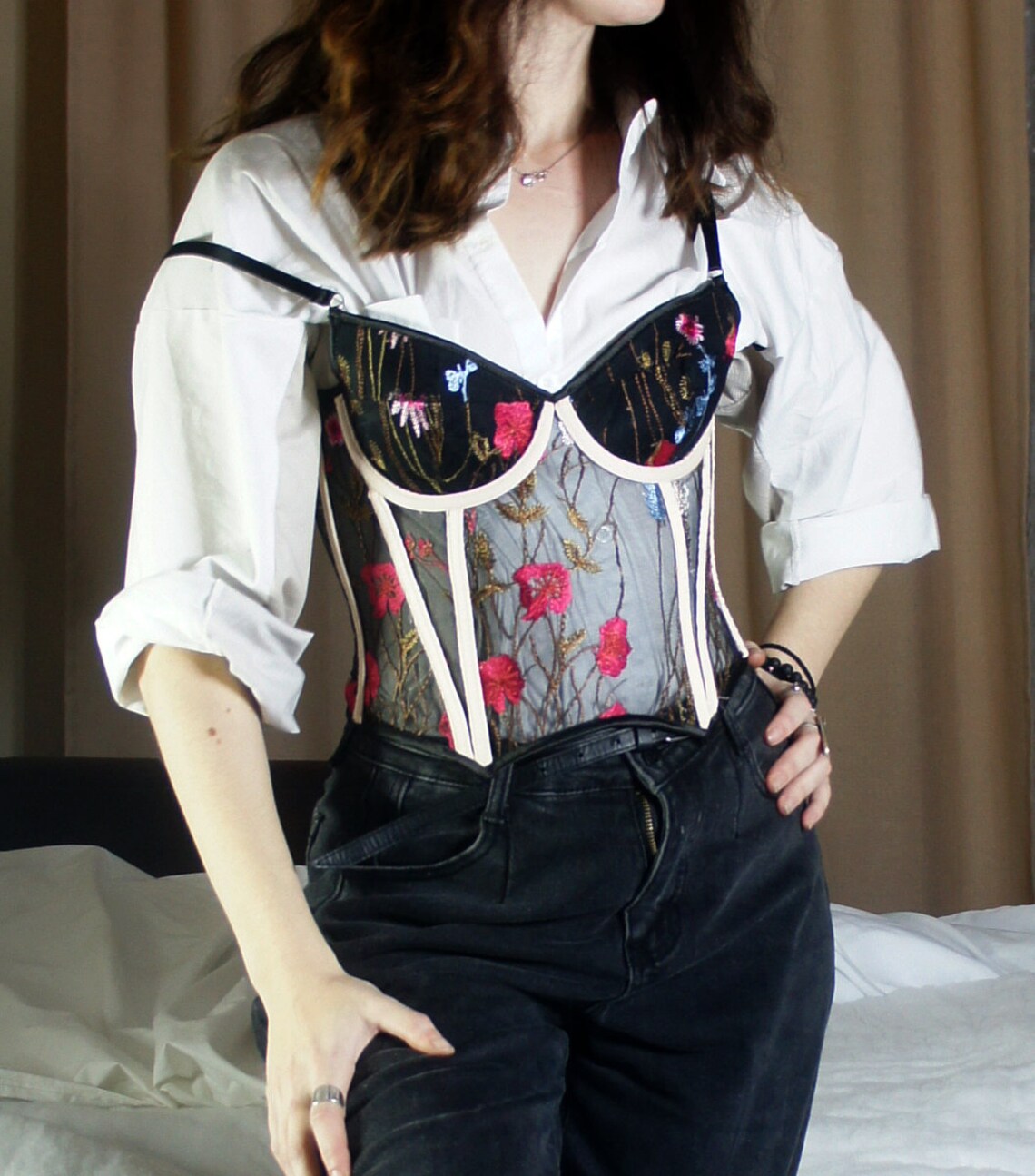 Transparent black corset Erotic corset Corset lingerie Black | Etsy