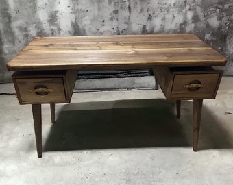 Walnut desk with storage drawers