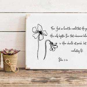 John 3:16 Wall Art, God so loved the world Printable, Bible Verse Decor, Digital Download