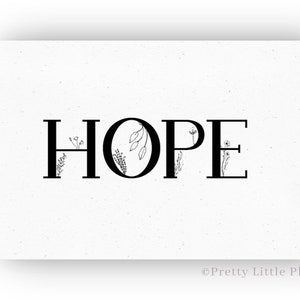 HOPE Printable Wall Art, Hope Prints Wall Decor, Feminine Digital Download for Home or Office