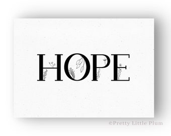 HOPE Printable Wall Art, Hope Prints Wall Decor, Feminine Digital Download for Home or Office