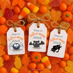Christian Halloween Treat Tags Printable, Falloween Jesus Gift, Halloween Candy Bag, Trick or Treat, Church Trunk or Treat, Digital Download