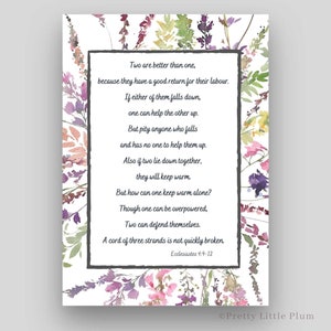 Ecclesiastes 4 9-12 Wall Art Bible Verse Printable, Wedding Anniversary Gift, Christian Decor, Scripture Sign, Digital Download