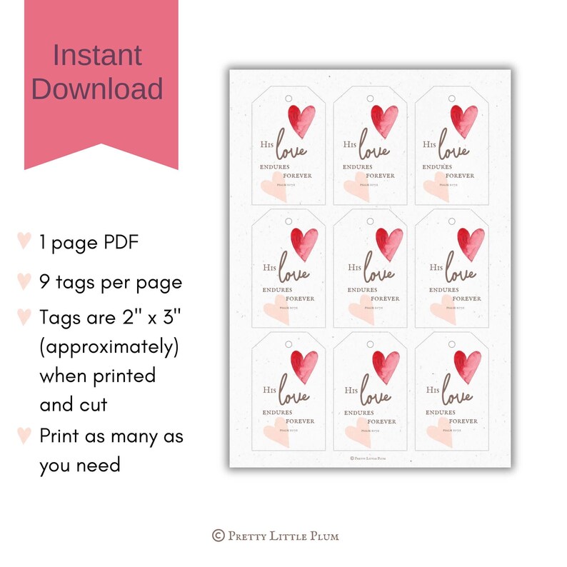 Christian Valentine Tags, Church Treat Bag Printable, Psalms Jesus Love ...