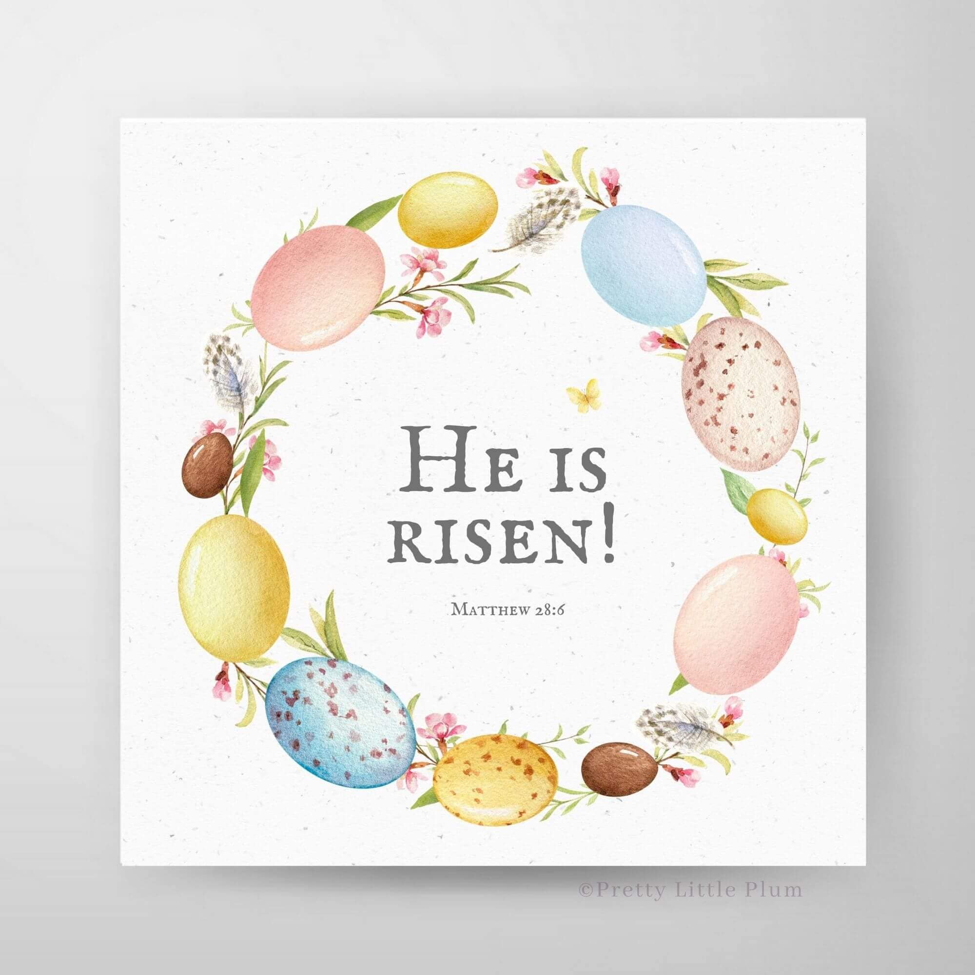 Bible Verse Easter Printable Wall Decor, Matthew 28:6 He is Risen ...