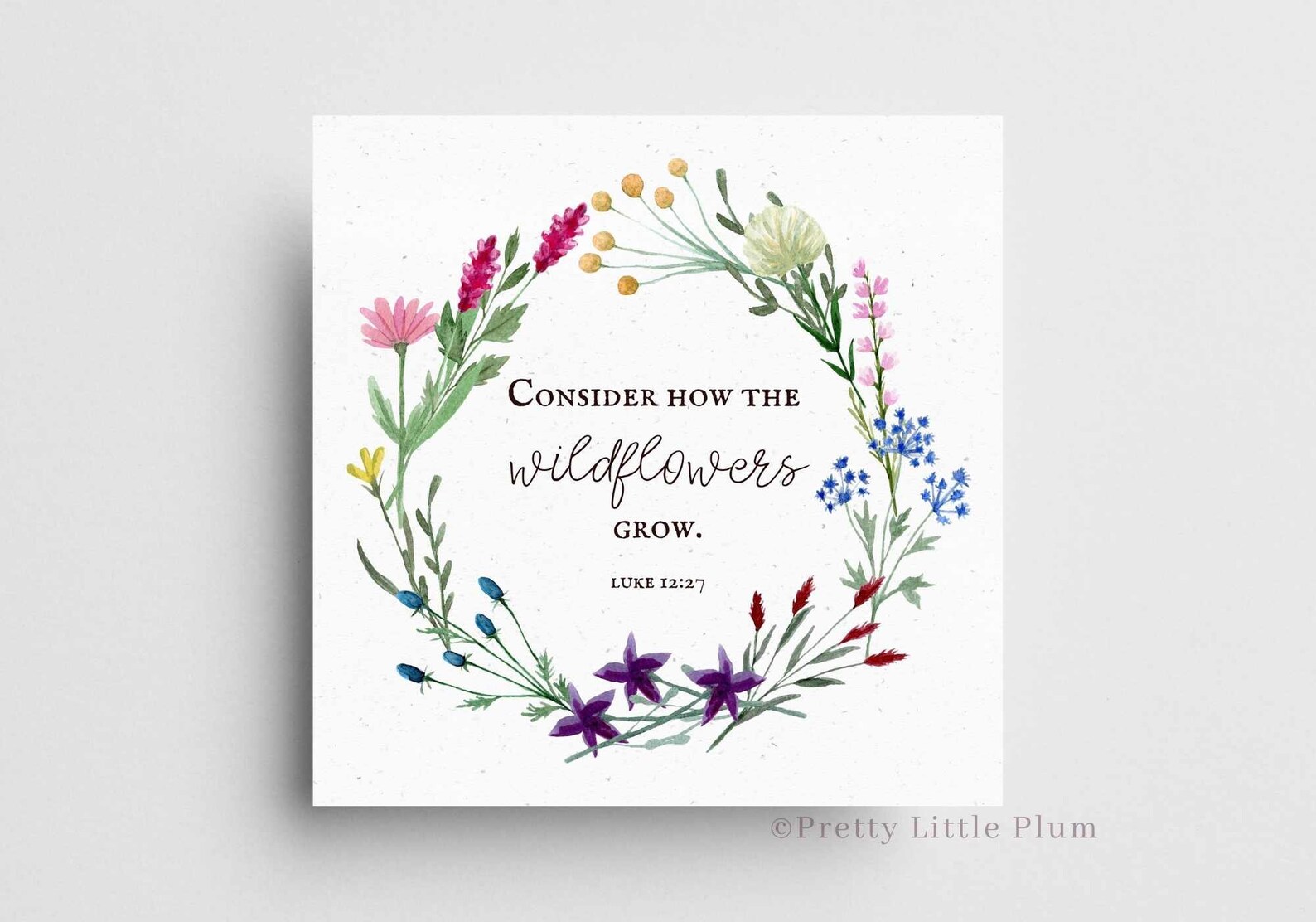 Wildflowers Print, Wild Flowers Art, Luke 1227 Bible Verse Printable